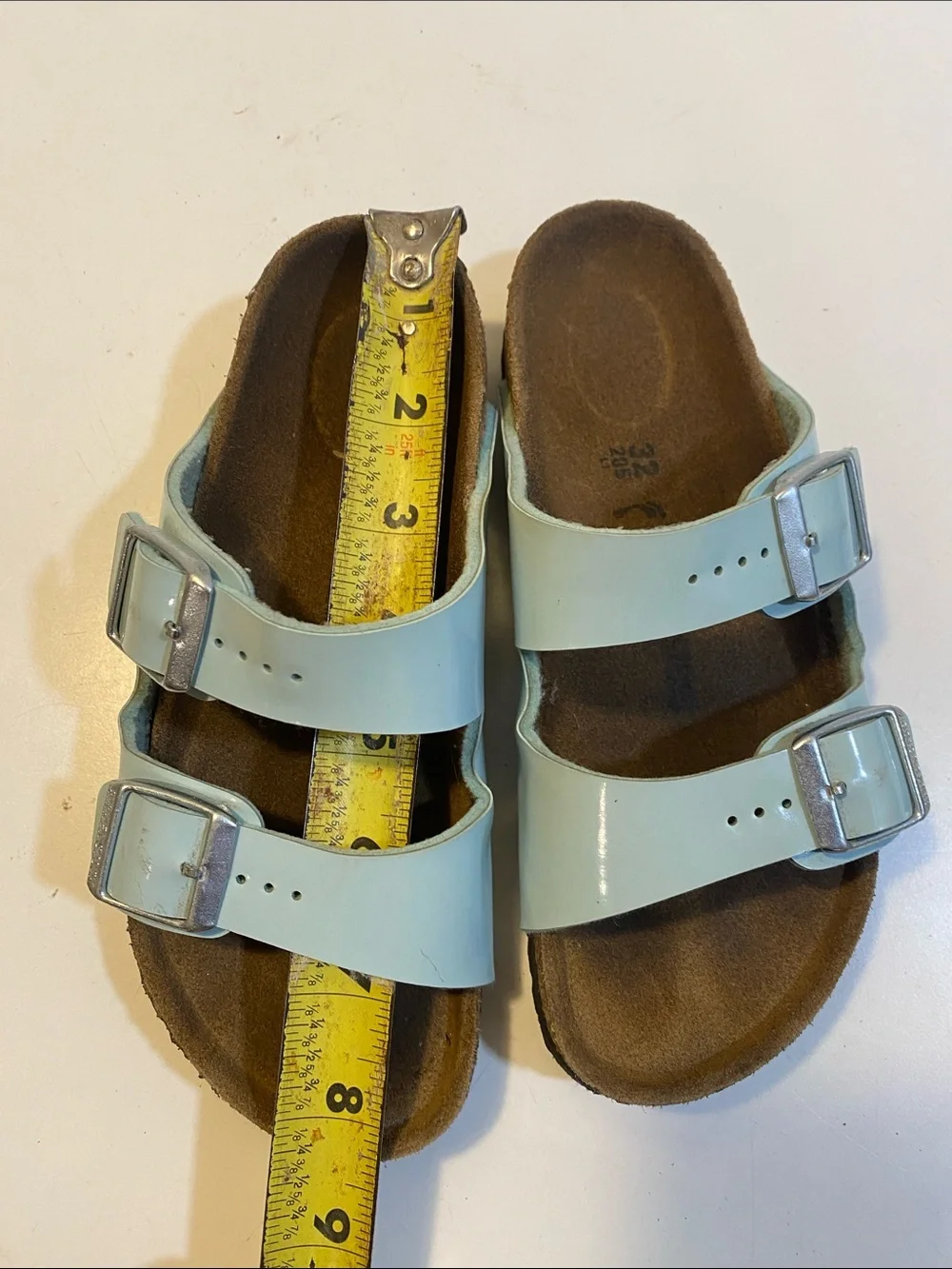 Birkenstock Kids Two-Buckle Slides in Pale Blue Sandals Size 32